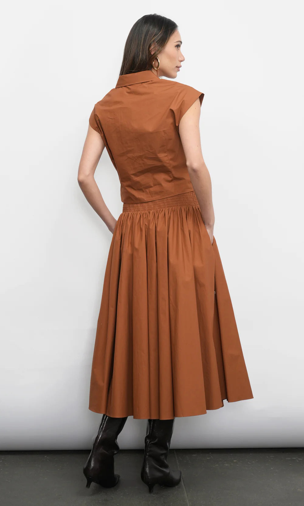 Etienne Smocked Waist Gathered Midi Skirt