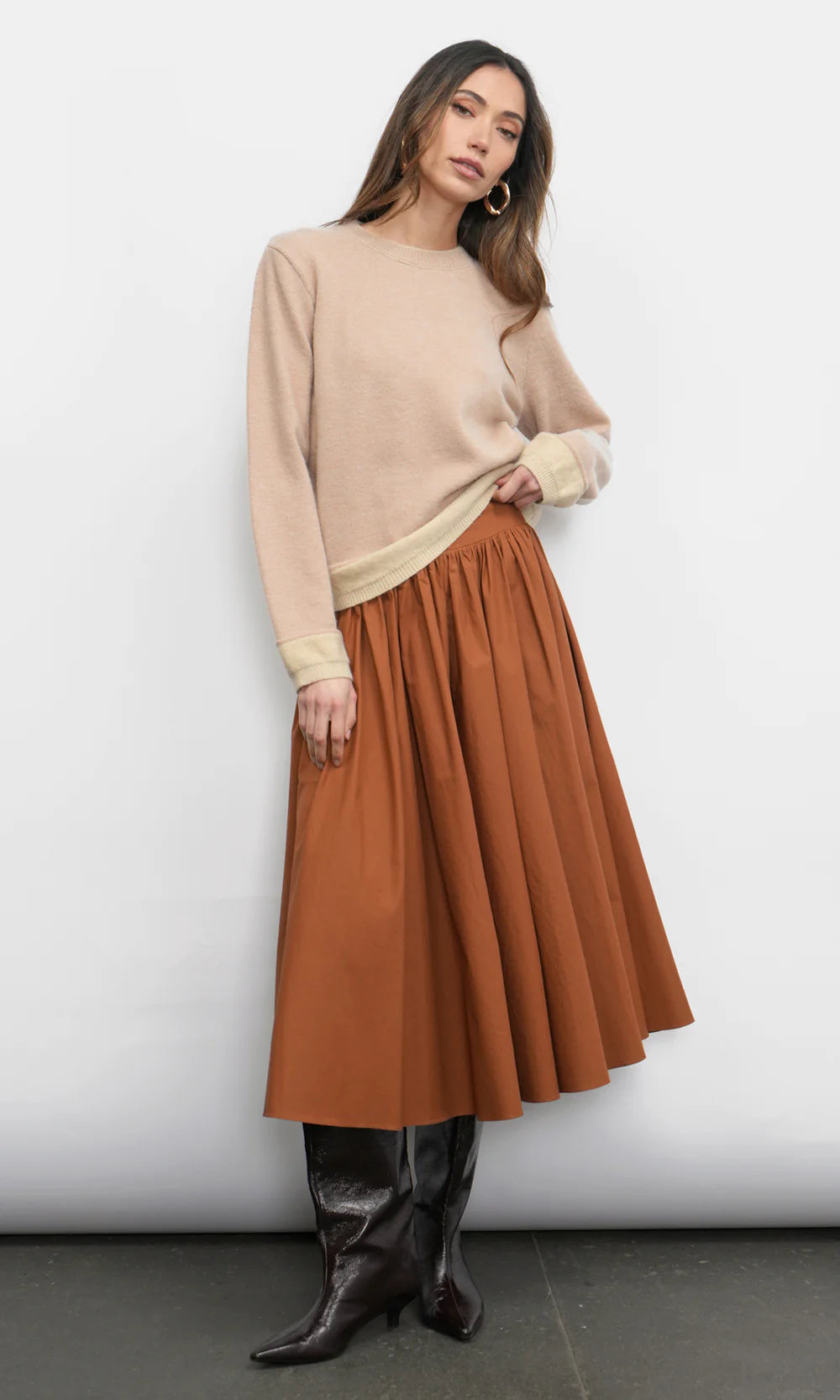 Etienne Smocked Waist Gathered Midi Skirt