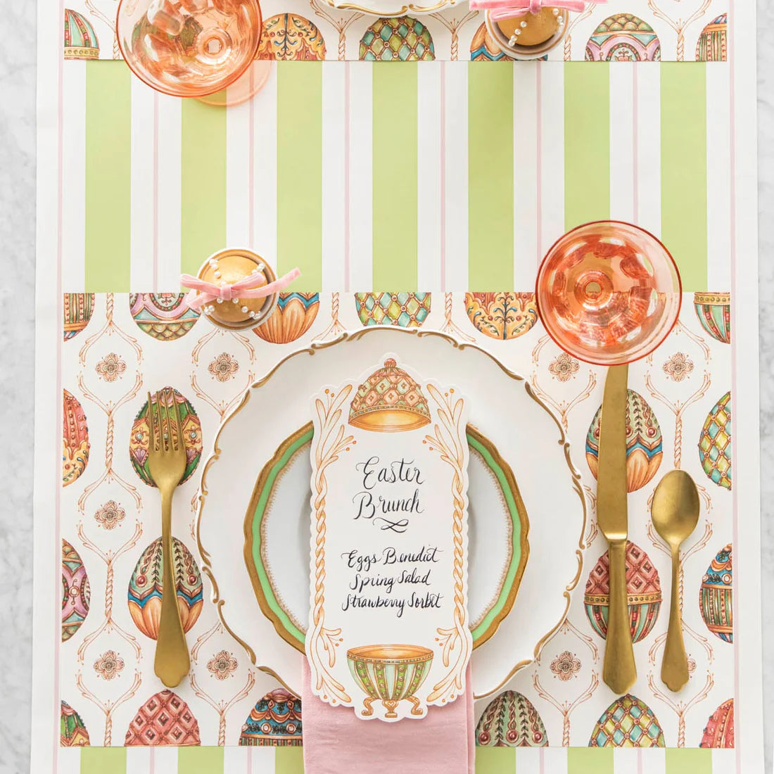 Green & Pink Awning Stripe Runner