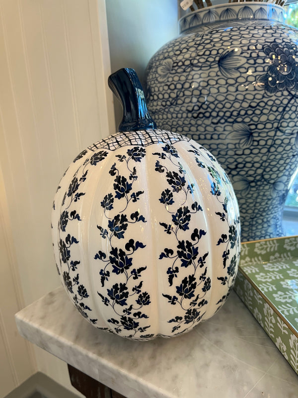 Porcelain Floral & Vine Pumpkin
