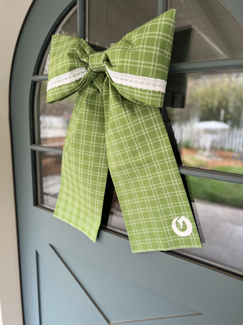 Olympus Green Plaid with Lace Detail and “O” detail- School Bow