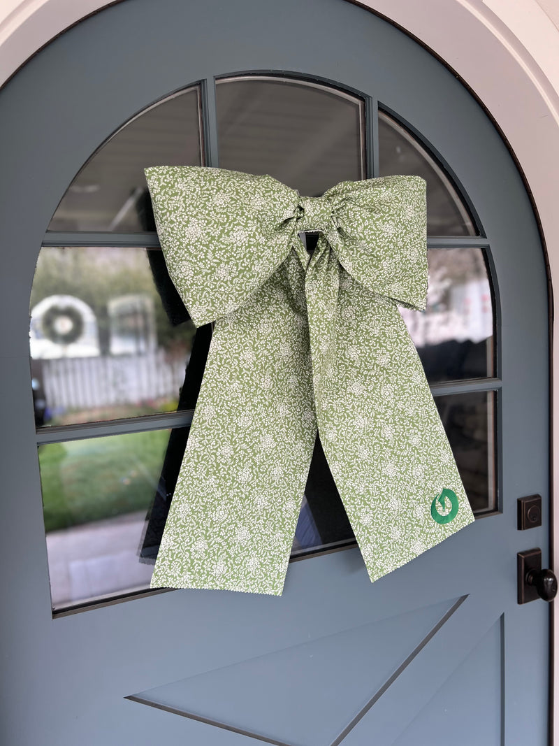 Olympus Large Green Floral Bow with “O” detail- School Bow