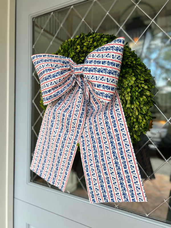 Memorial Day Large Blue and Red Bow with cherries- Limited Edition