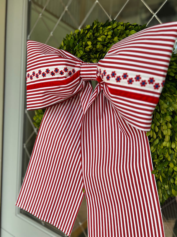 Memorial Day Large Red Stripe with floral and velvet detail