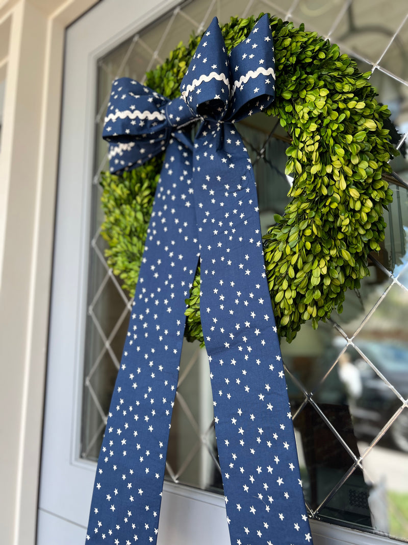 Memorial Day Navy Double Bow with Stars and Ric Rac detail- Limited Edition