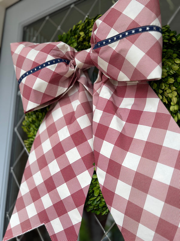 Large Red Check Bow with Star detail