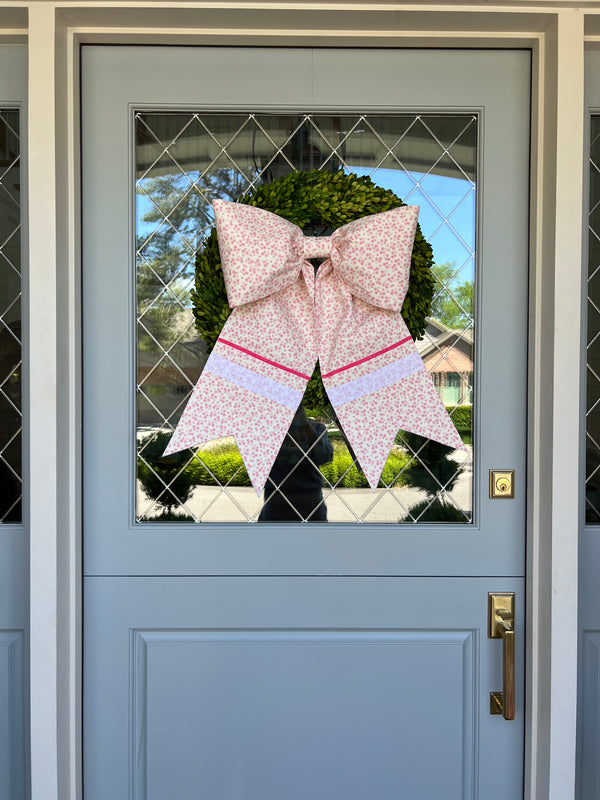 Blush Floral Large Bow with Trim