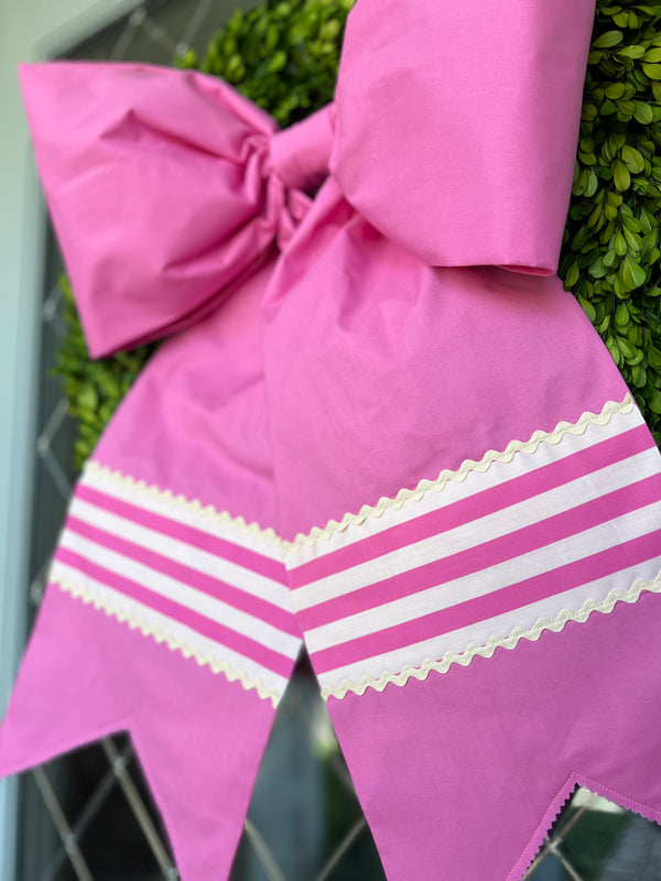 Hot Pink Bow with Stripes and Scallops