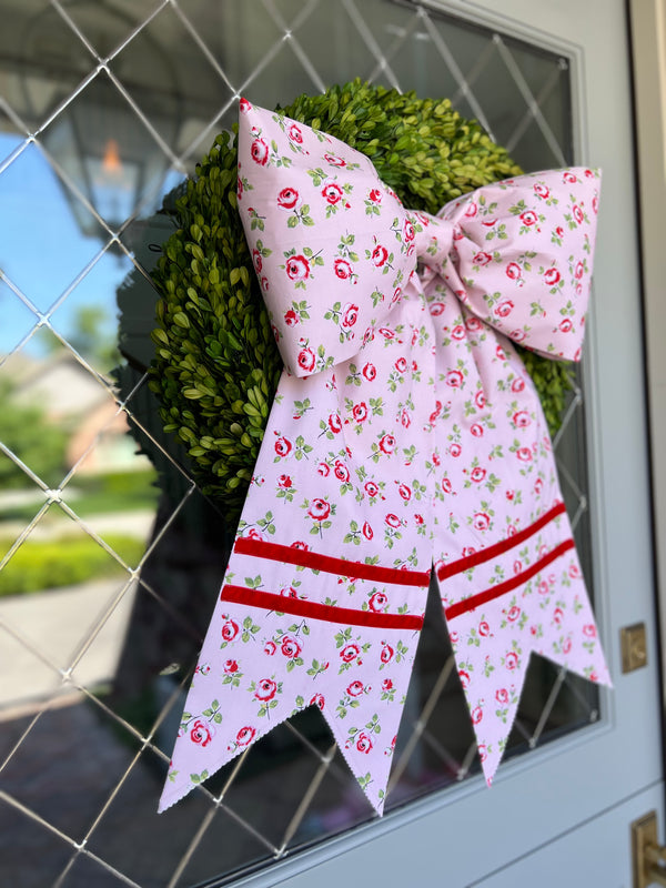Pink Floral Bow with Ribbon detail