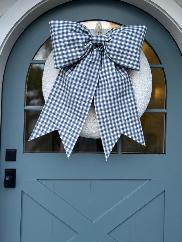 Navy Gingham Bow