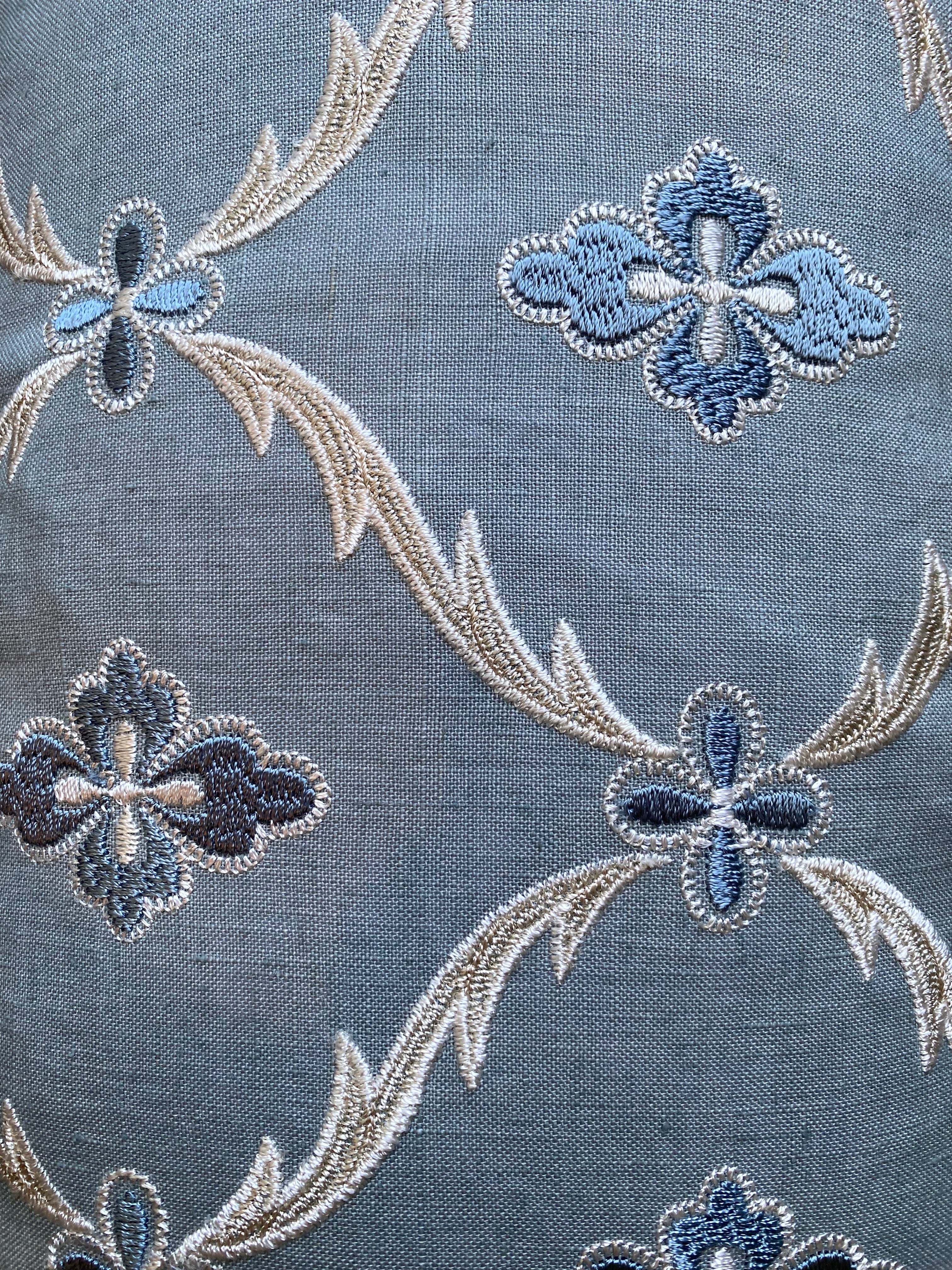 Blue Linen Embroidered Pillows