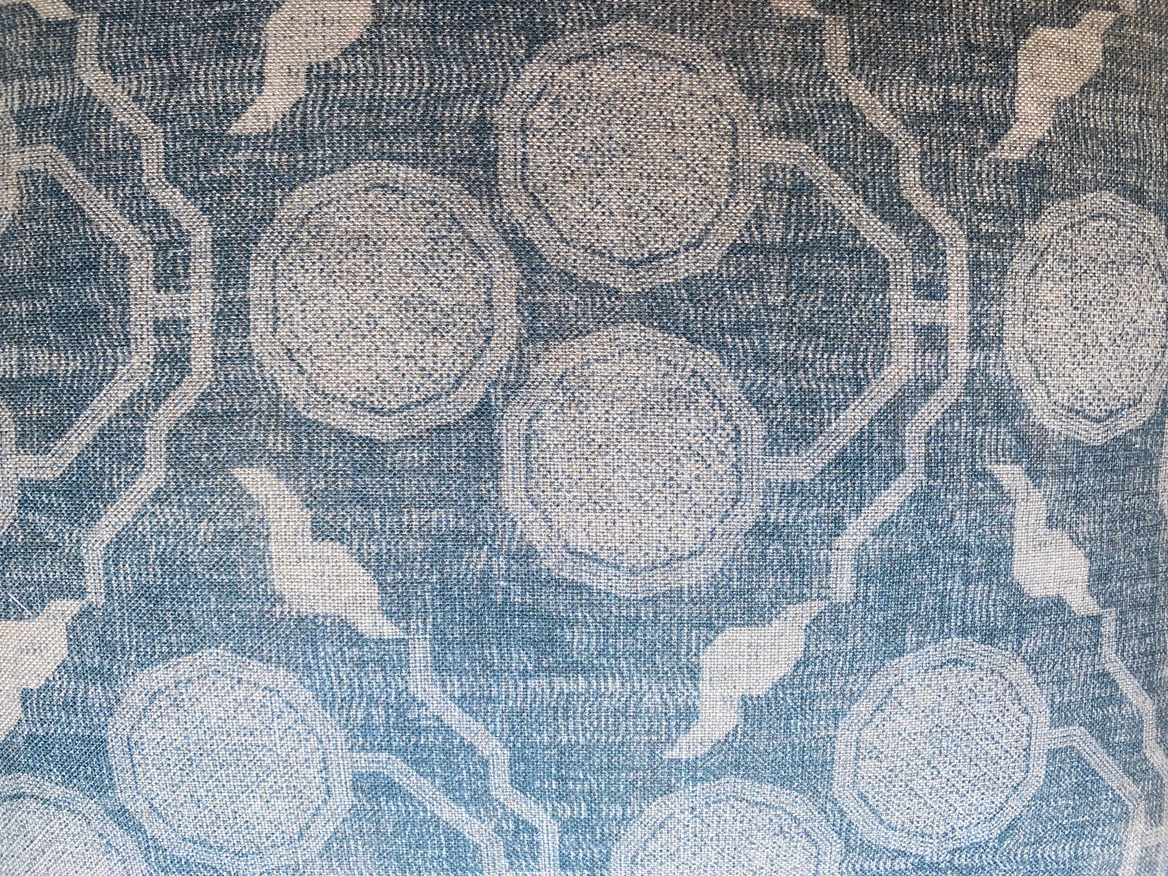 Blue Circle Linen Pillows