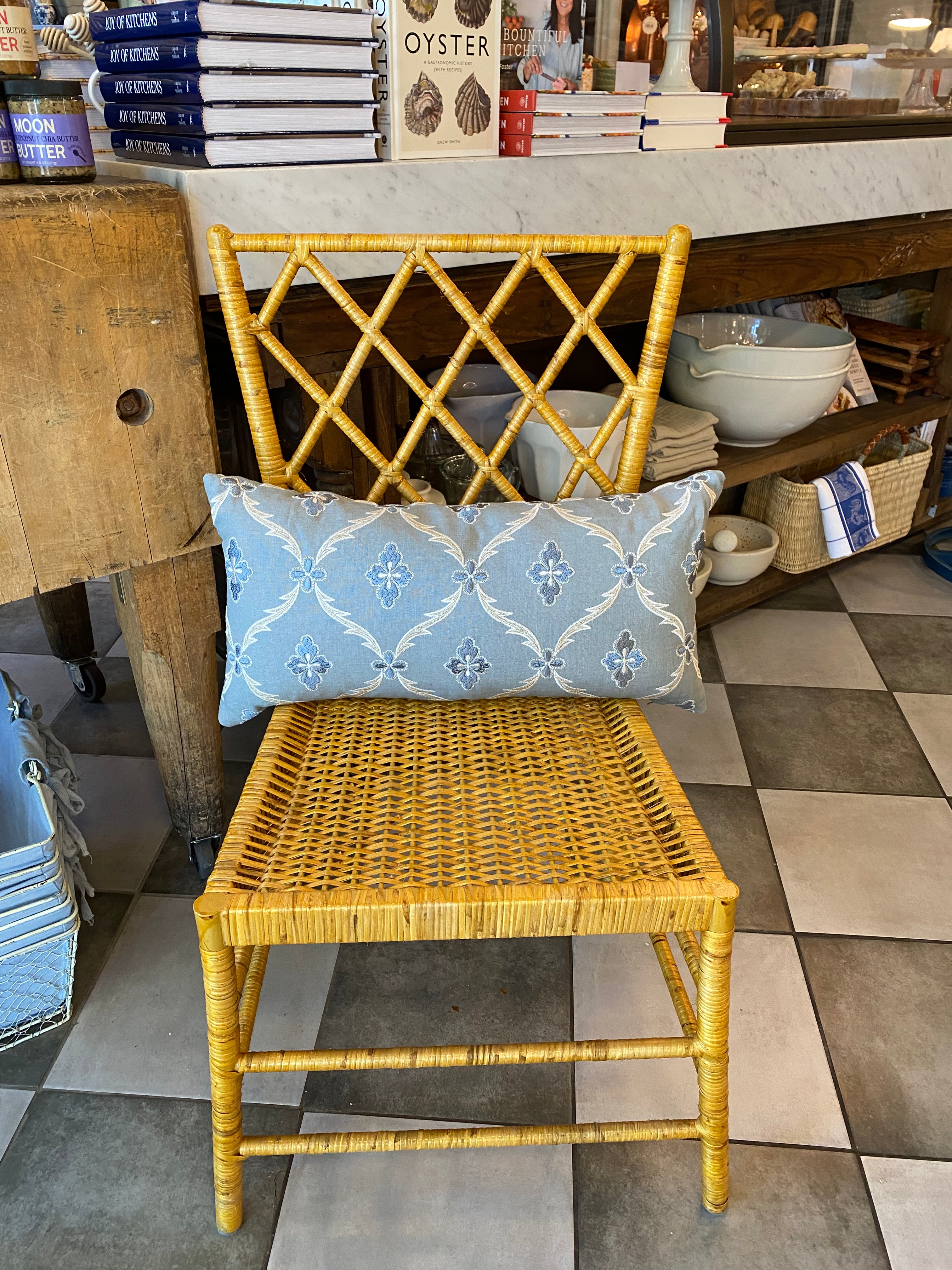 Blue Linen Embroidered Pillows