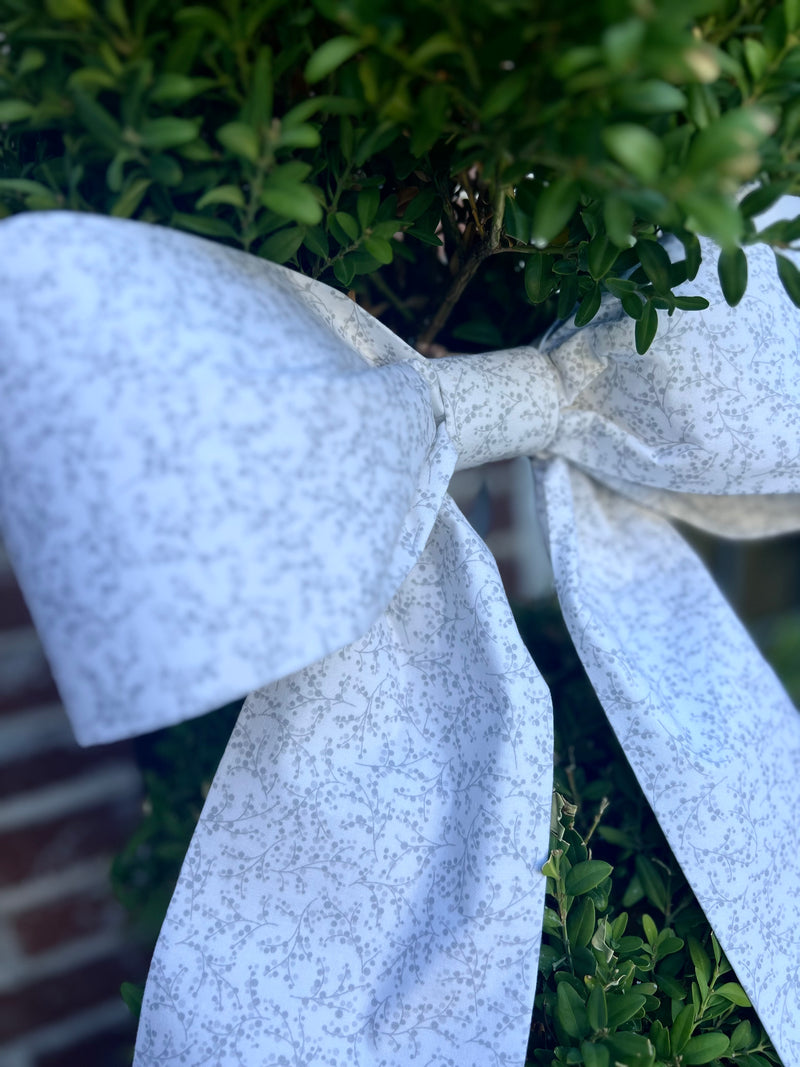 Gray Floral Bow