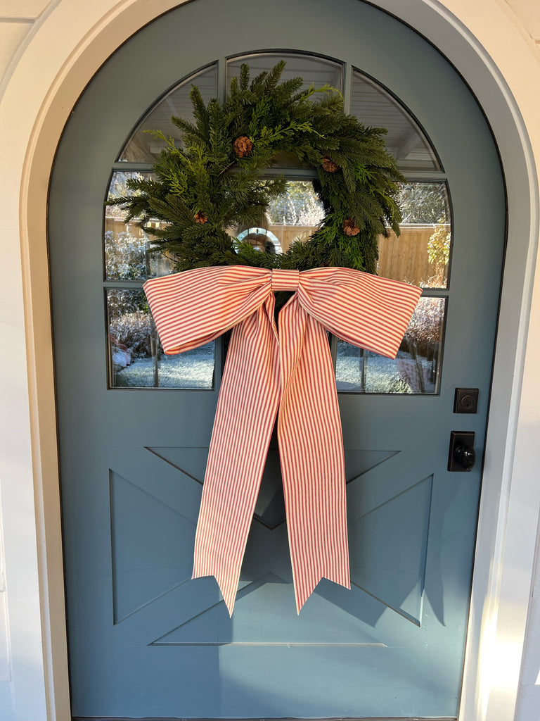 Red Striped Door Bow