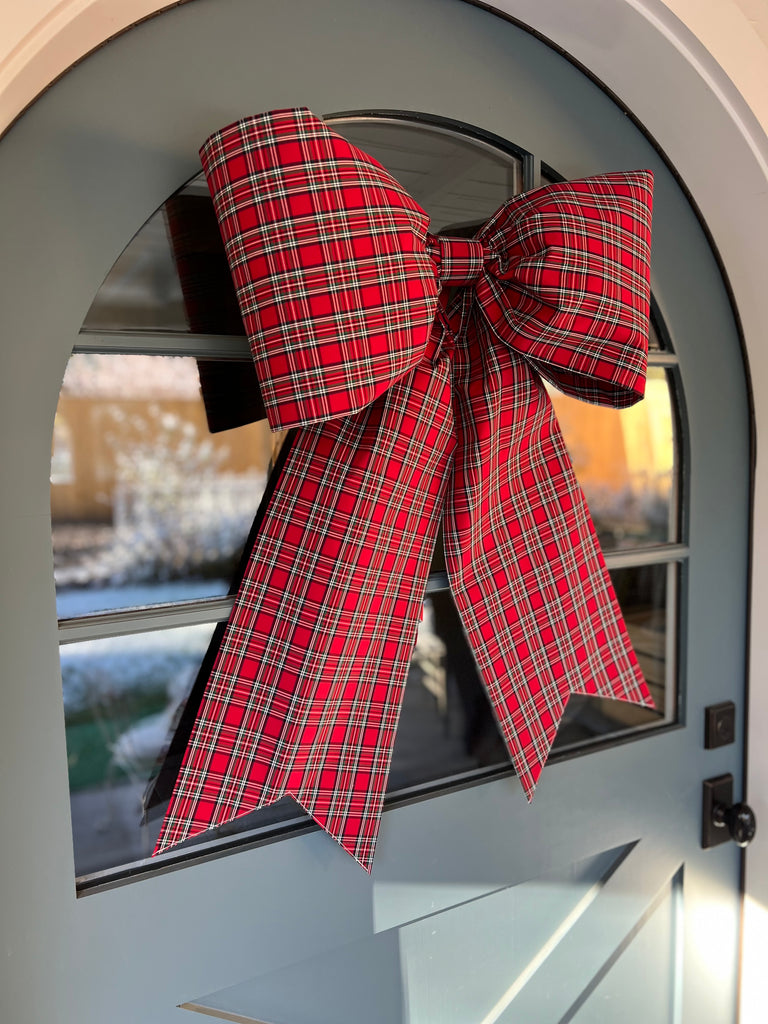 Red Plaid Door Bow