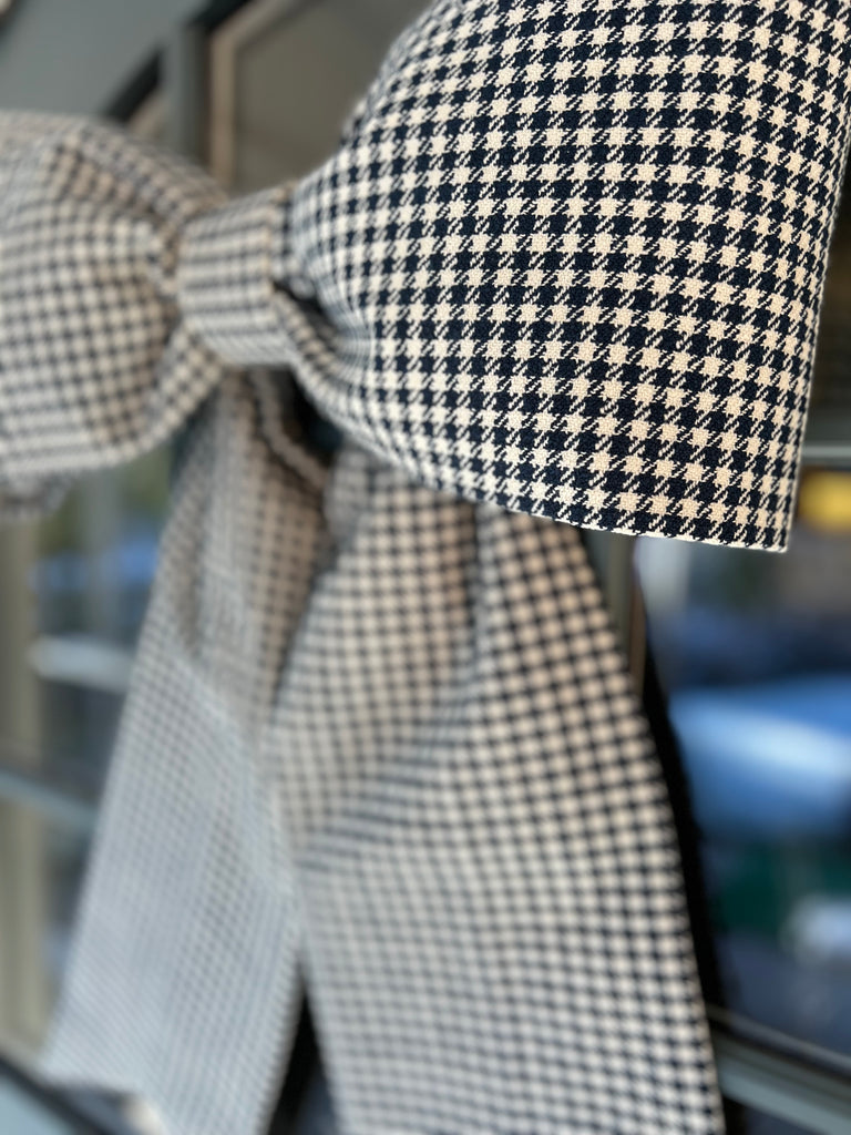 Navy Blue Houndstooth Bow