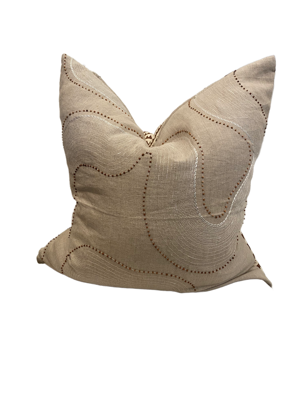 Corfu Stripe/ Topo Sheer Custom Pillow