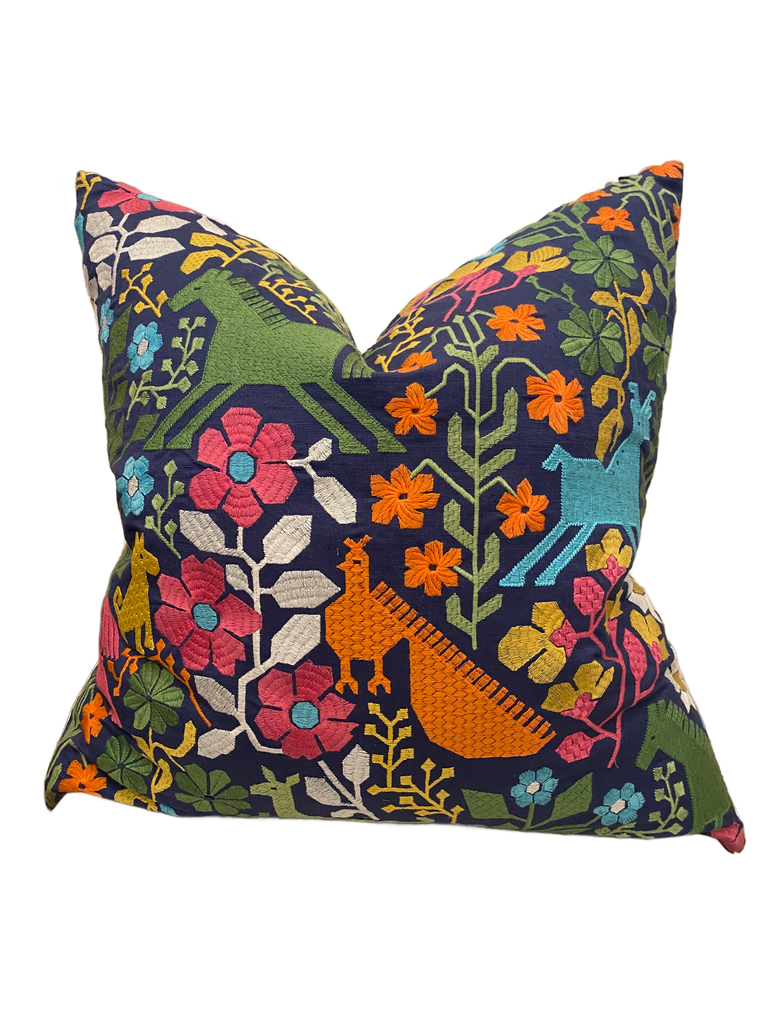 Lupita Embroidery/ Globo Knotted Hand Woven Custom Pillow