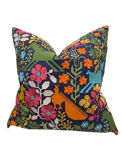 Lupita Embroidery/ Globo Knotted Hand Woven Custom Pillow