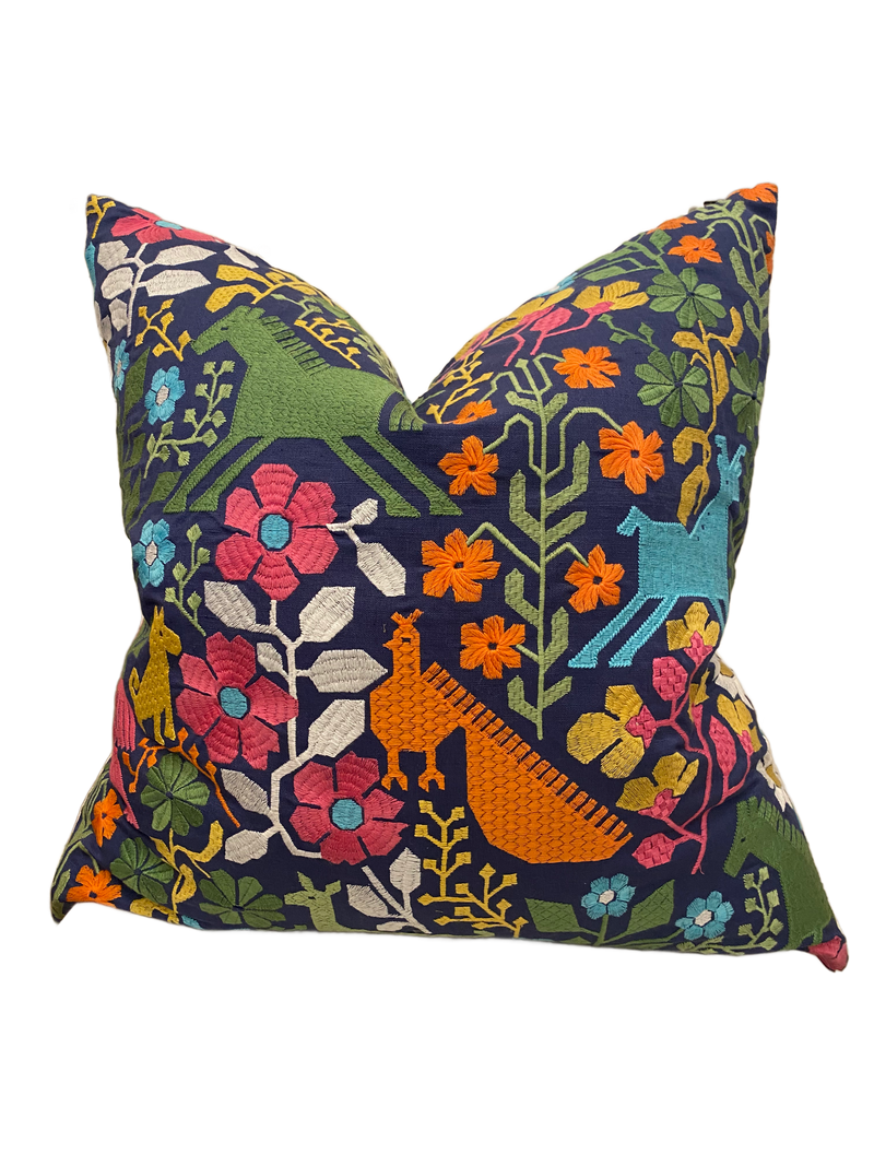 Lupita Embroidery/ Globo Knotted Hand Woven Custom Pillow