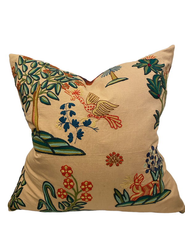 Garden Fantasie/ Galt Wool Check Custom Pillow