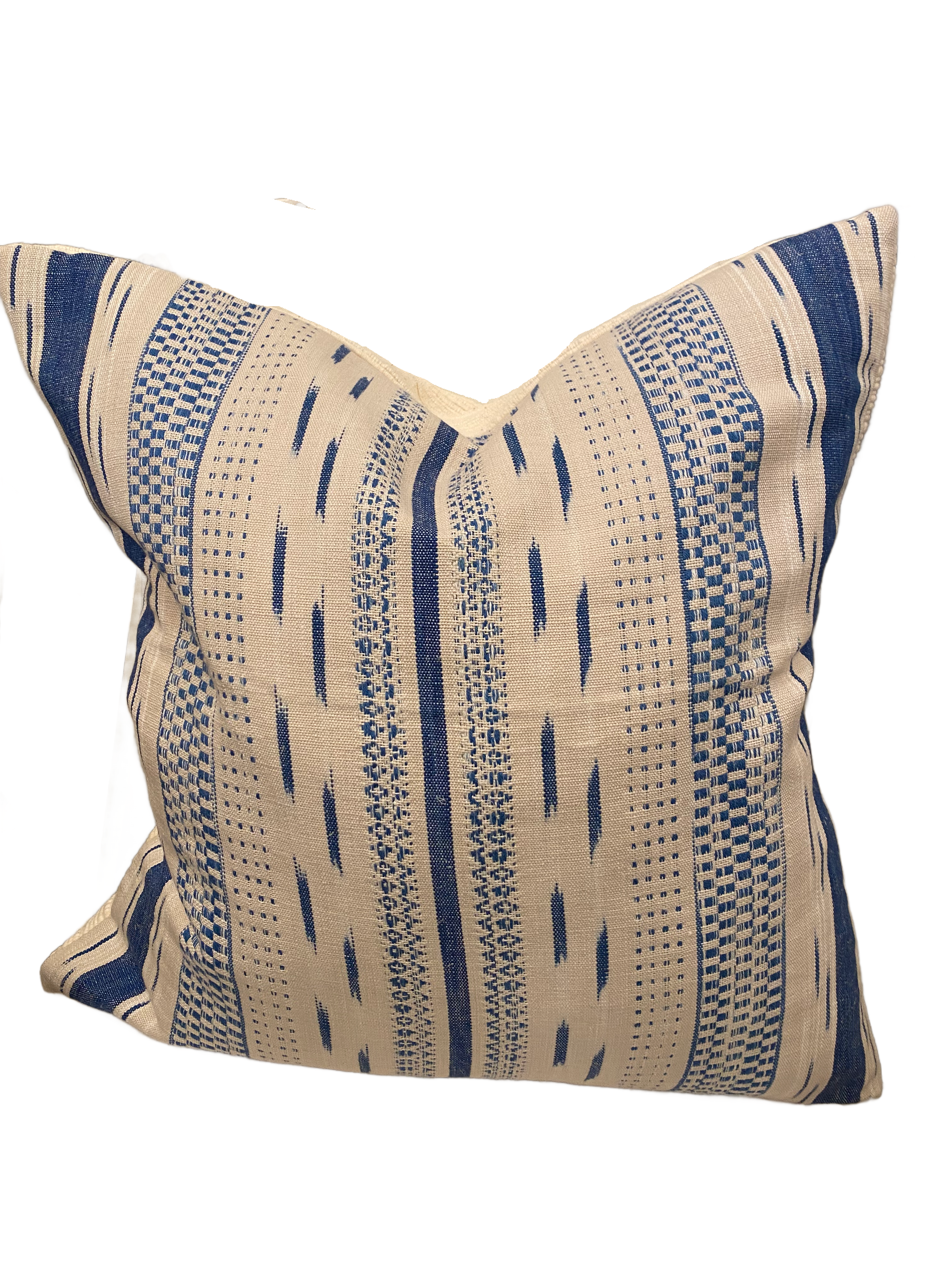 Mirza Ikat Stripe/ Zeta Hand Woven Texture Custom Pillow