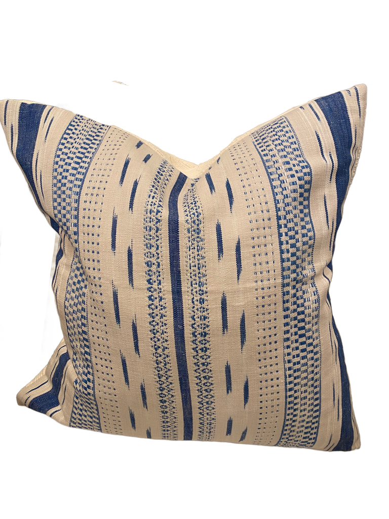 Mirza Ikat Stripe/ Zeta Hand Woven Texture Custom Pillow