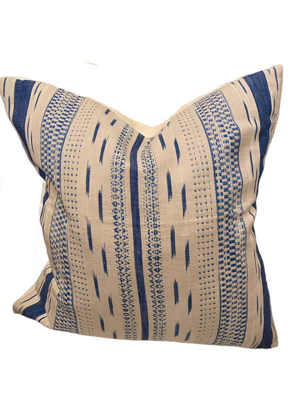 Mirza Ikat Stripe/ Zeta Hand Woven Texture Custom Pillow