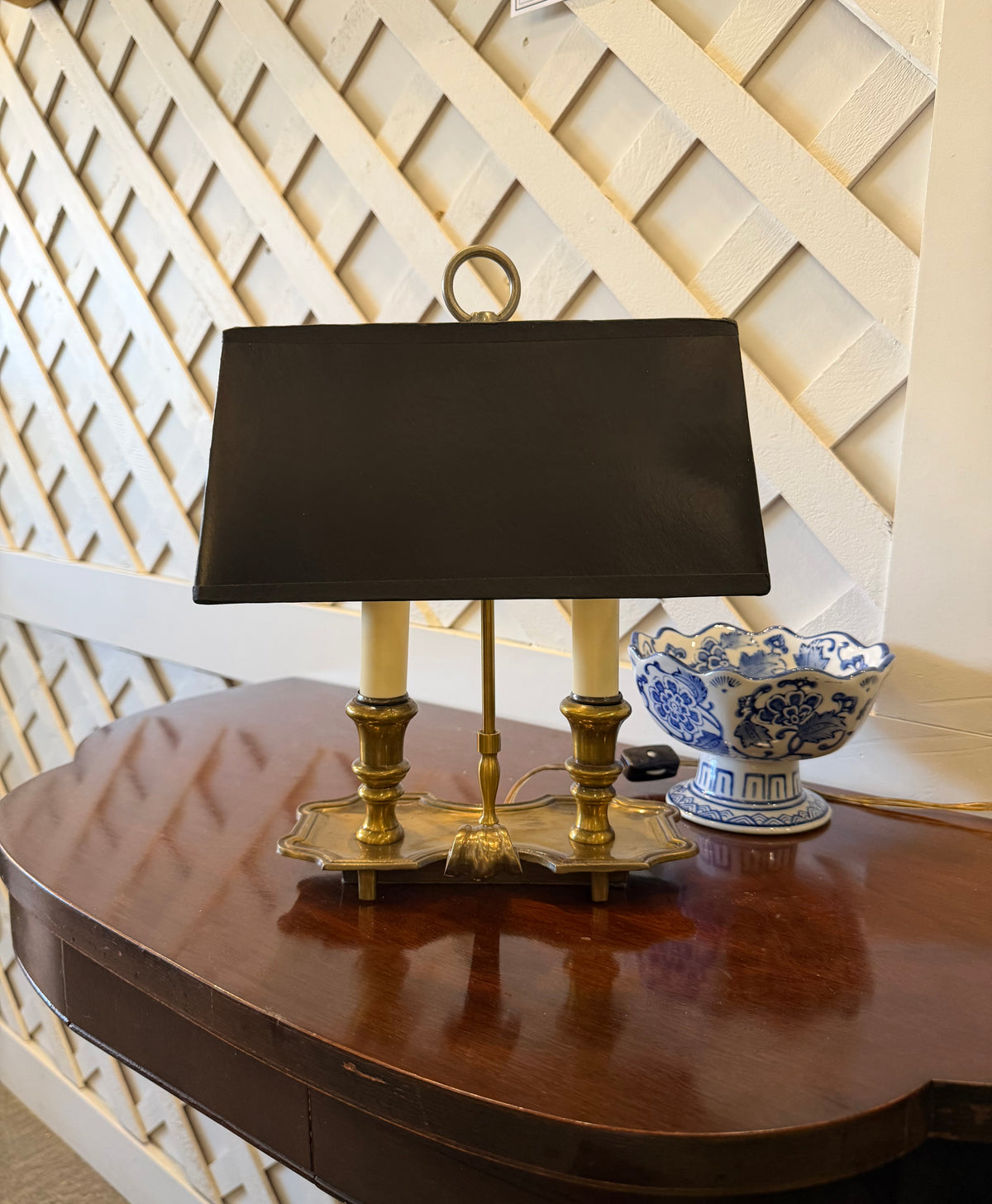 Brass Two-Light Bouillotte Table Lamp