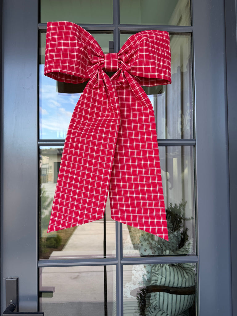 Red Plaid Large Door Bow