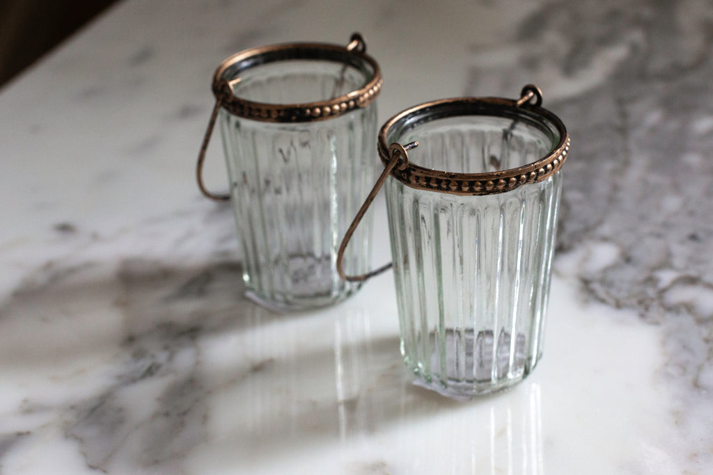 Fez Votive with Handle Ribbed 4"