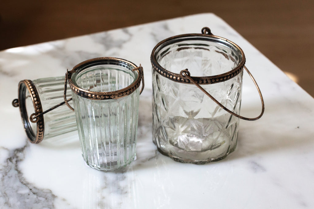 Fez Votive with Handle Ribbed 4"