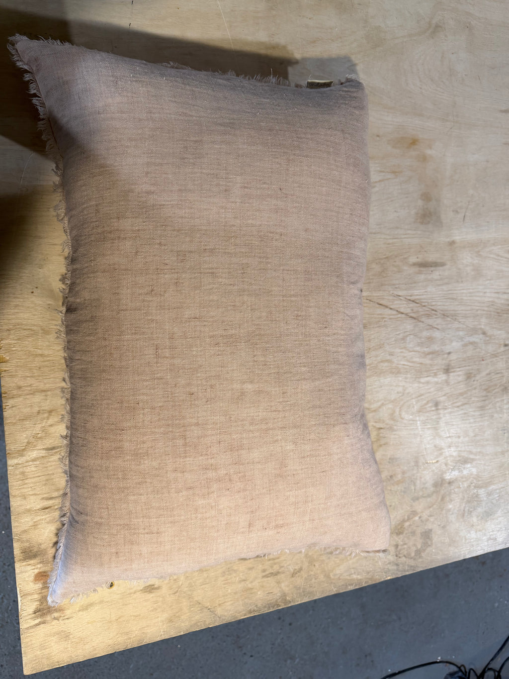 Pink Linen Fringe Pillow