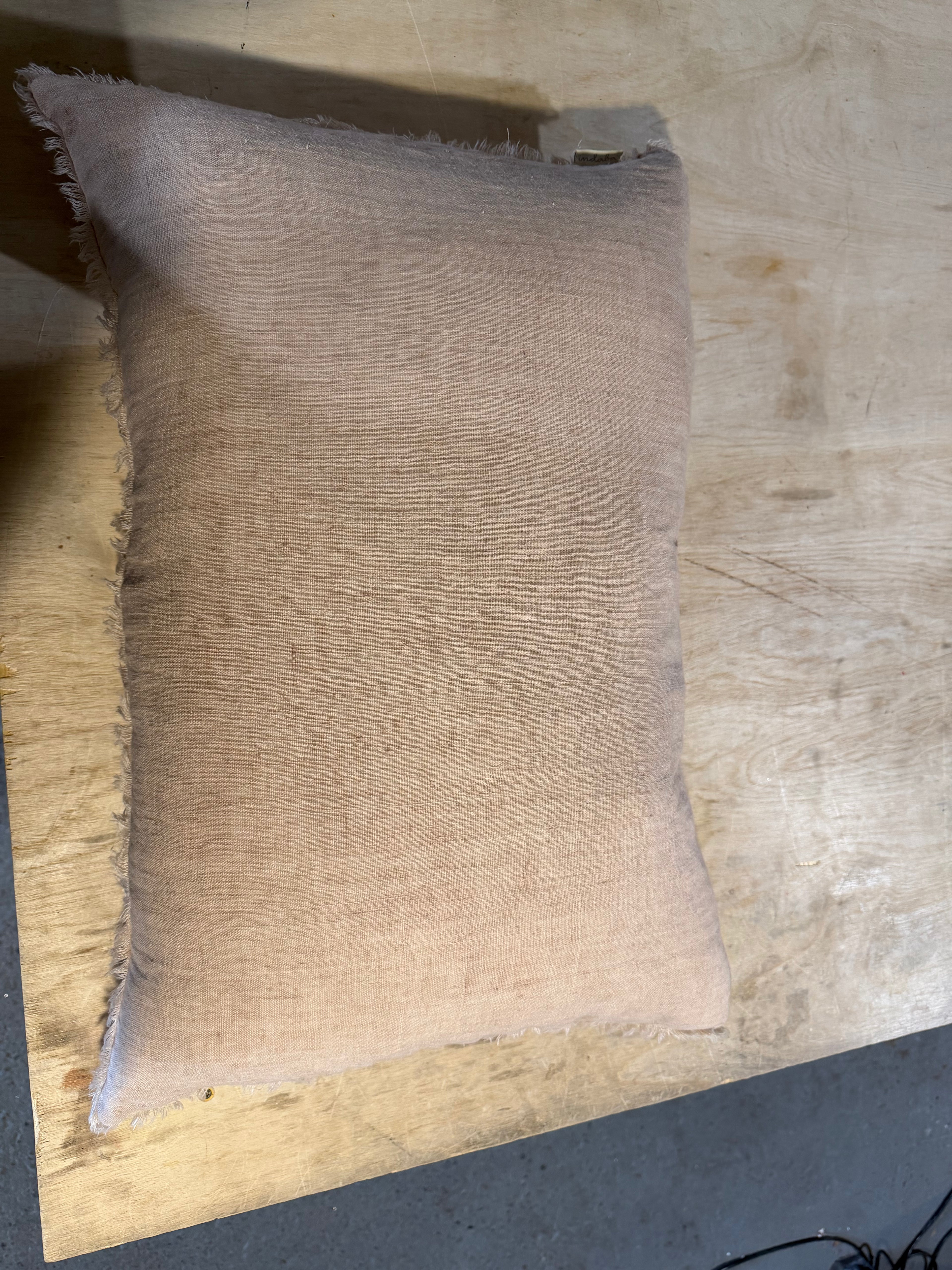 Pink Linen Fringe Pillow