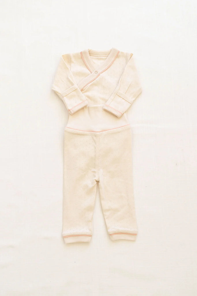 Milk and Petal Pointelle Wrap Onesie + Pant Set