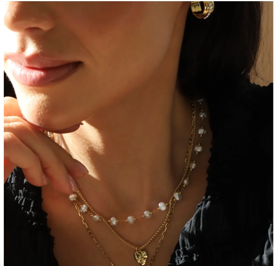 Nugget Pearl Station Necklace