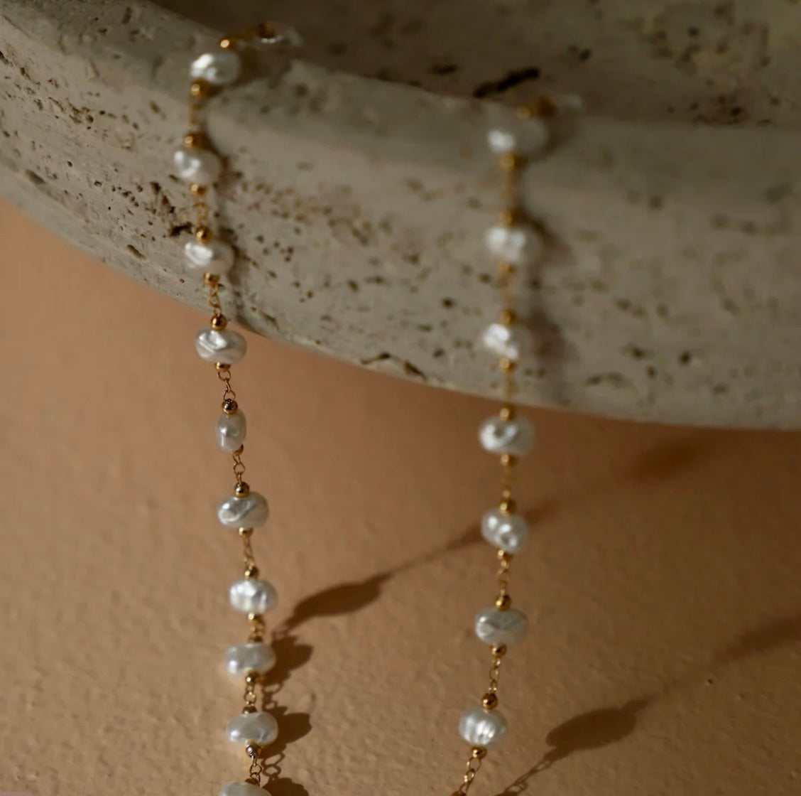 Nugget Pearl Station Necklace
