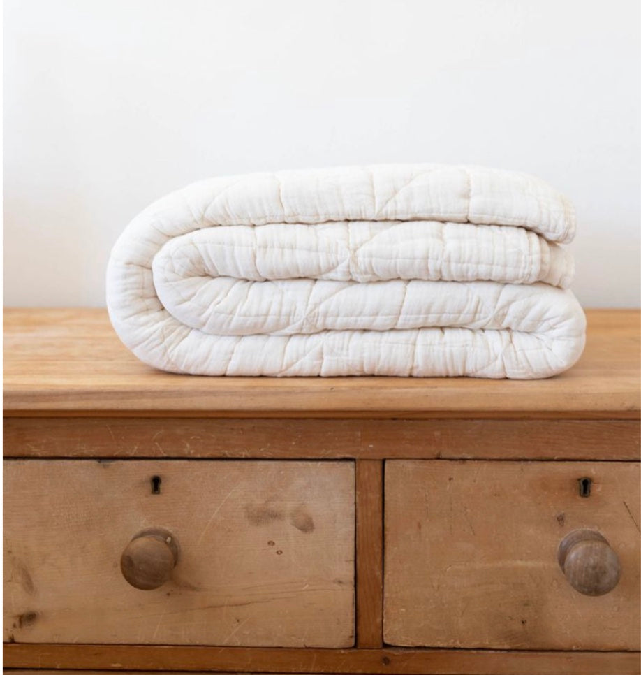 Quilted Blanket in Milk