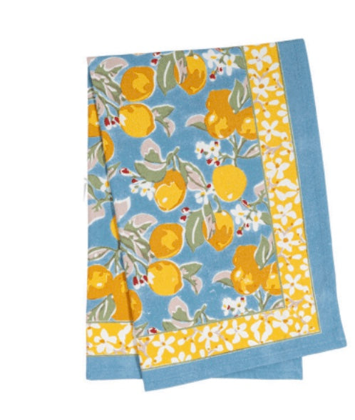 Citron Bleu and Yellow Tablecloth and Tea Towel