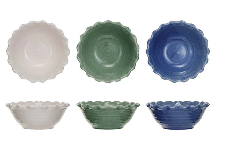 Scalloped Stoneware Salad Bowls