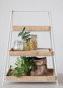 3 Tier Bamboo and Metal Tray