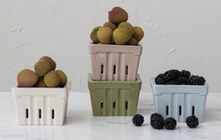 Stoneware Berry Basket, Asst. Colors