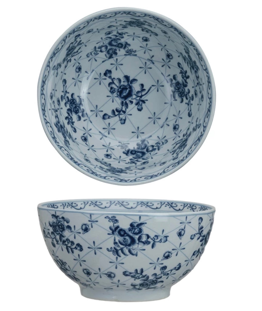 Porcelain Floral Botanical Bowl