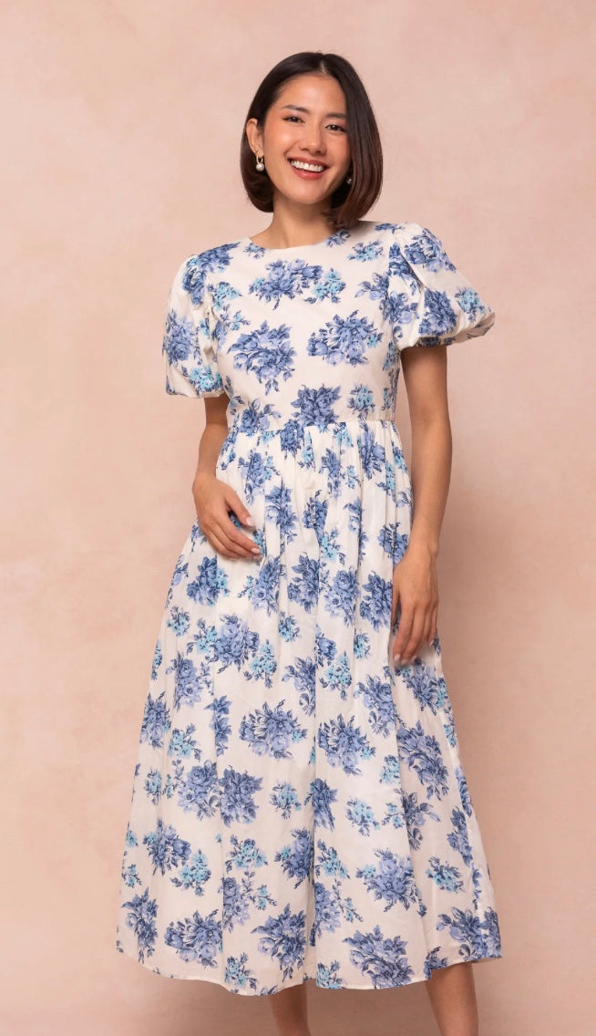 Odette Dress in Blue Floral