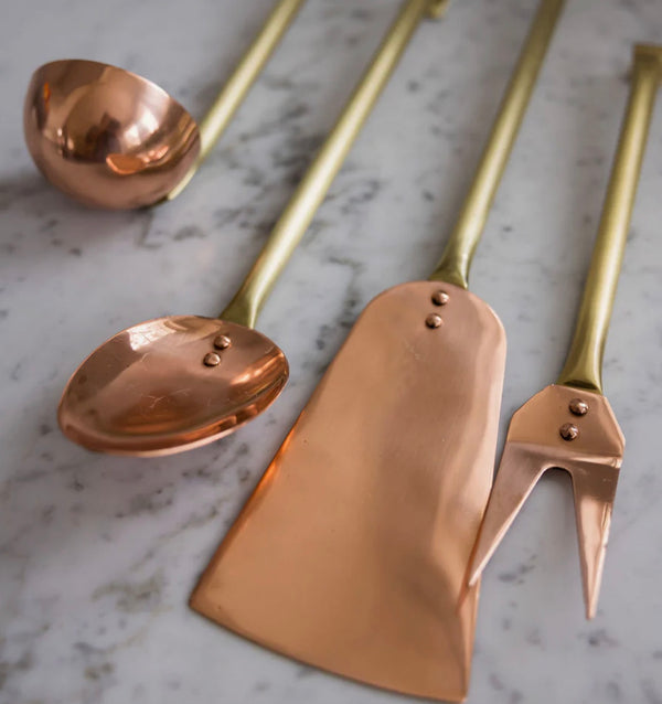 Copper Utensils with Hanging Rod