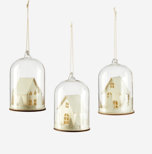 Paper House Domed Ornament
