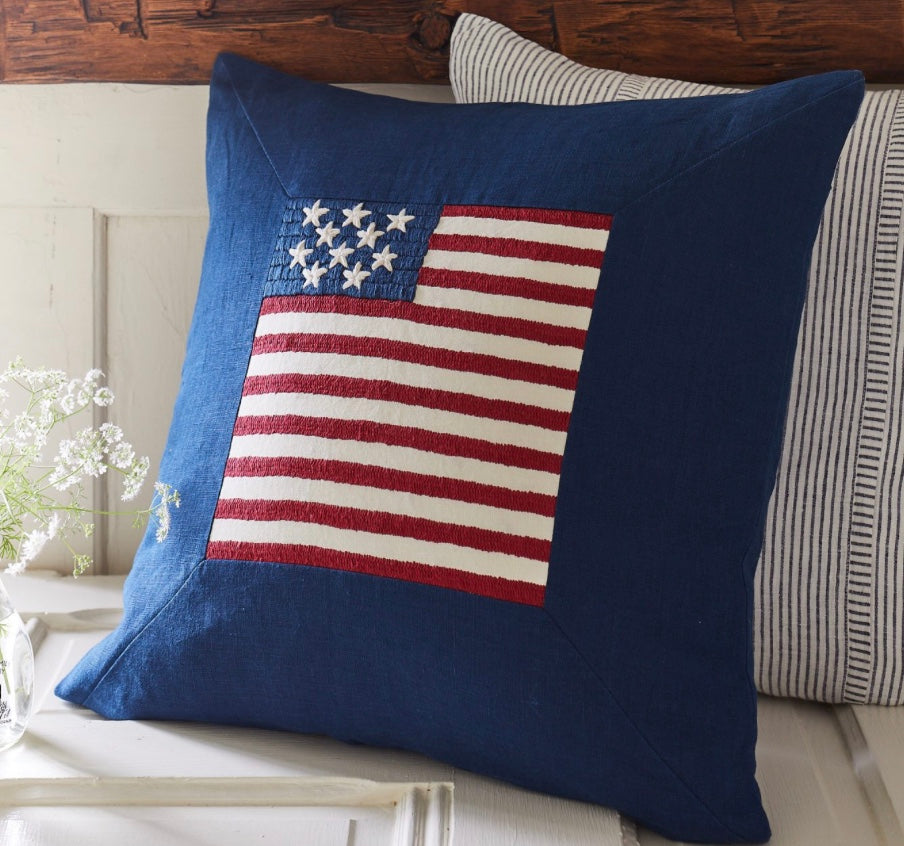 Indigo Flag Throw Pillow