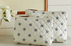Indigo Star Quilted Cosmetic Bag