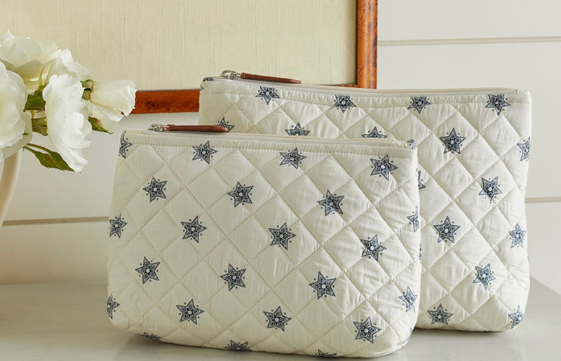 Indigo Star Quilted Cosmetic Bag